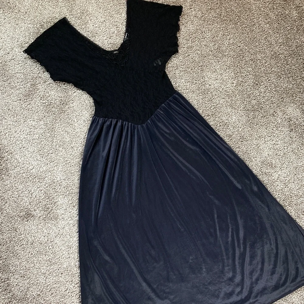 Vintage 80s 90s Cinema Etoile Lace Basque Waist Balletcore Nightgown sz M